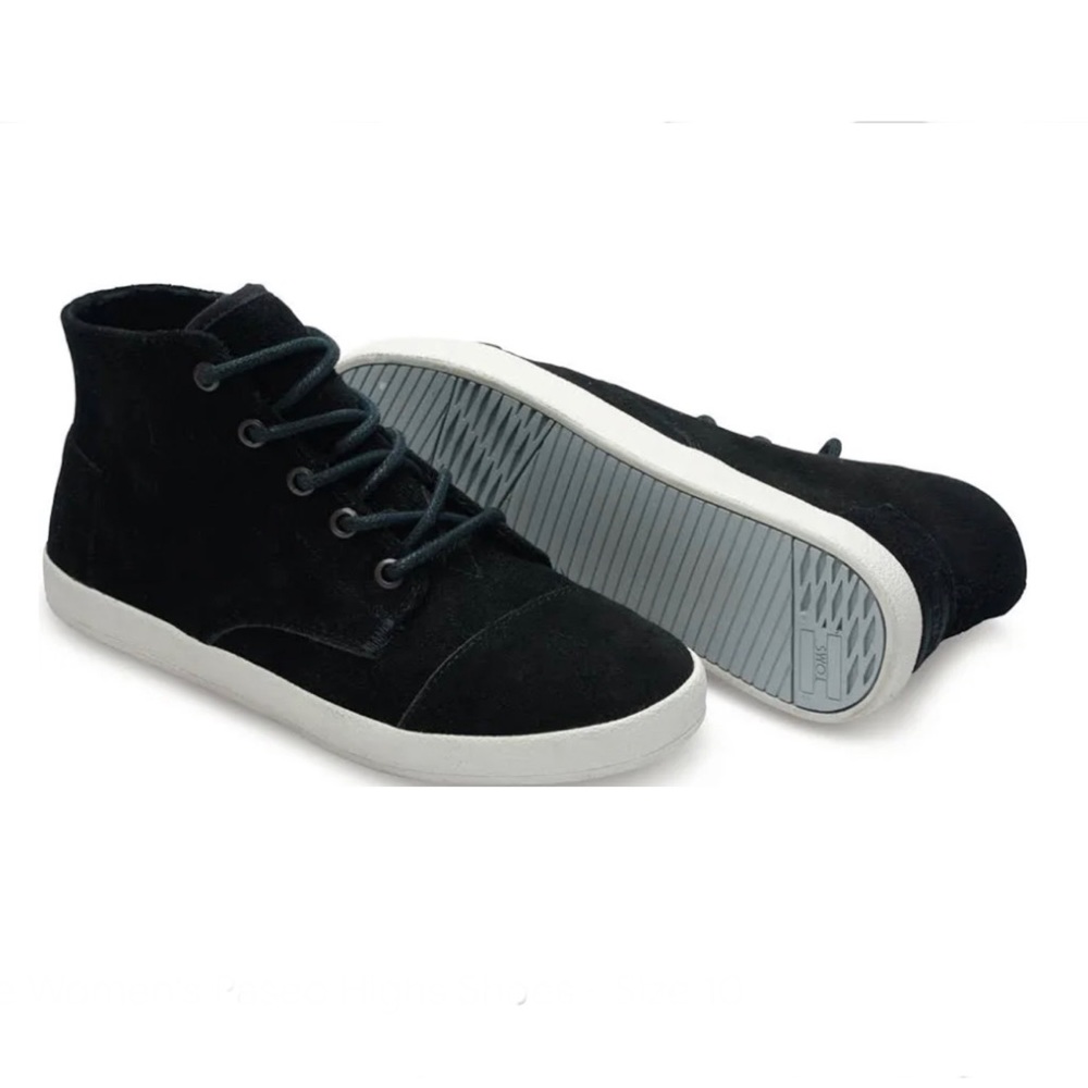 EUC- TOMS ‘Paseo’ High Top Black Suede Sneakers